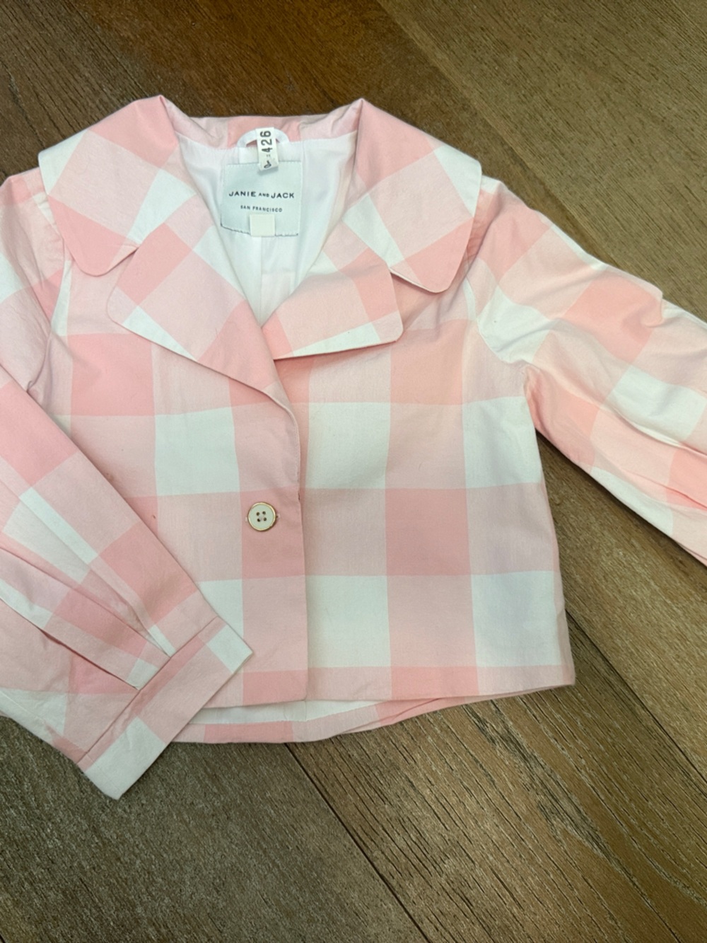 Janie and Jack Pink & White Gingham Button-Front Shirt